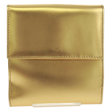 LOEWE Anagram Compact Wallet Leather Gold Silver Auth 164706V - 0