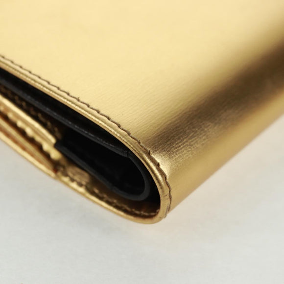 LOEWE Anagram Compact Wallet Leather Gold Silver Auth 164706V