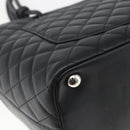 CHANEL Cambon Line Matelasse Tote Bag Leather Black Silver CC Auth 164709SM-13