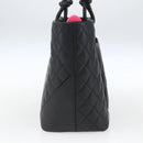 CHANEL Cambon Line Matelasse Tote Bag Leather Black Silver CC Auth 164709SM-5