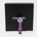 CHANEL COCO Mark Brooch plastic Blue CC Auth 164710SM-12