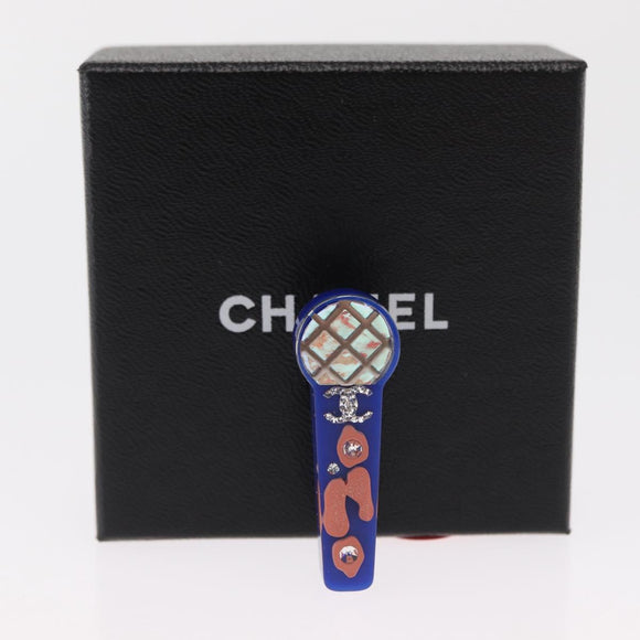 CHANEL COCO Mark Brooch plastic Blue CC Auth 164710SM