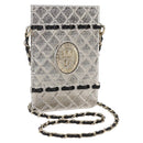 CHANEL Chain Neck Card Case metal Silver tone CC Auth 164711SM-1