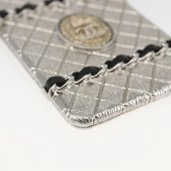 CHANEL Chain Neck Card Case metal Silver tone CC Auth 164711SM