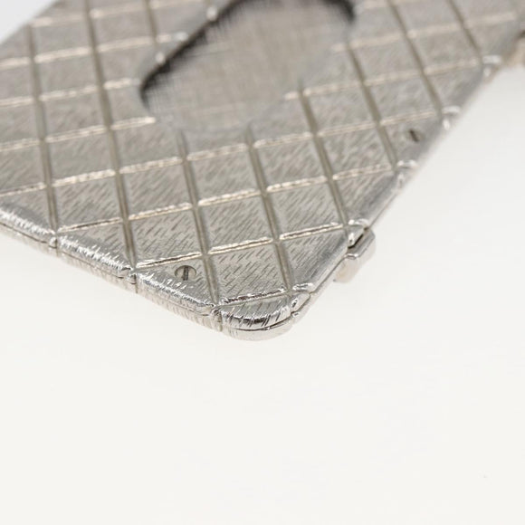 CHANEL Chain Neck Card Case metal Silver tone CC Auth 164711SM