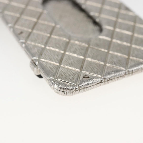 CHANEL Chain Neck Card Case metal Silver tone CC Auth 164711SM