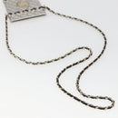 CHANEL Chain Neck Card Case metal Silver tone CC Auth 164711SM-7