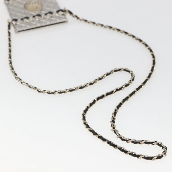 CHANEL Chain Neck Card Case metal Silver tone CC Auth 164711SM