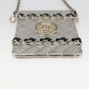 CHANEL Chain Neck Card Case metal Silver tone CC Auth 164711SM-5