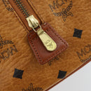MCM Vicetos Logogram Boston Bag PVC Leather Brown Gold Auth 164740-17
