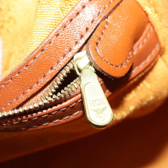 MCM Vicetos Logogram Boston Bag PVC Leather Brown Gold Auth 164740