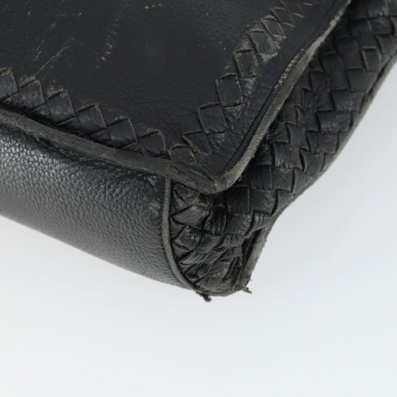 BOTTEGA VENETA INTRECCIATO Hand Bag Leather 2way Black Auth 164741