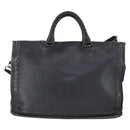 BOTTEGA VENETA INTRECCIATO Hand Bag Leather 2way Black Auth 164741-13