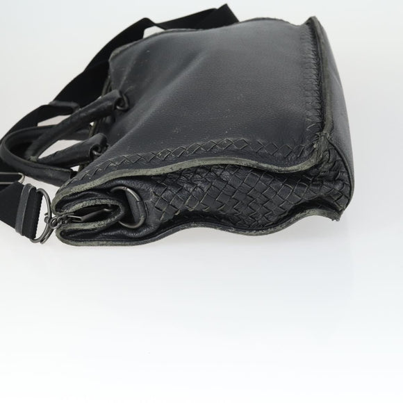 BOTTEGA VENETA INTRECCIATO Hand Bag Leather 2way Black Auth 164741