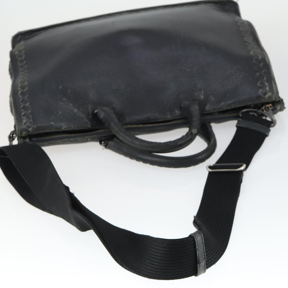 BOTTEGA VENETA INTRECCIATO Hand Bag Leather 2way Black Auth 164741
