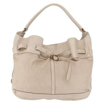 BURBERRY Shoulder Bag Leather Beige Gold Auth 164742 - 0