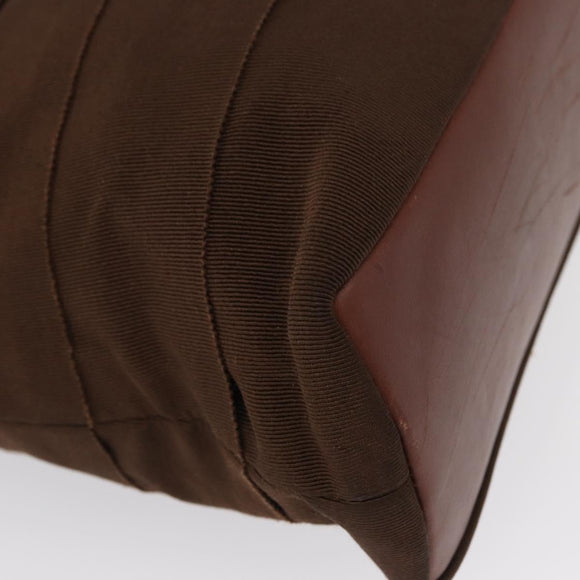 Salvatore Ferragamo Tote Bag Canvas Brown Gold Auth 164746