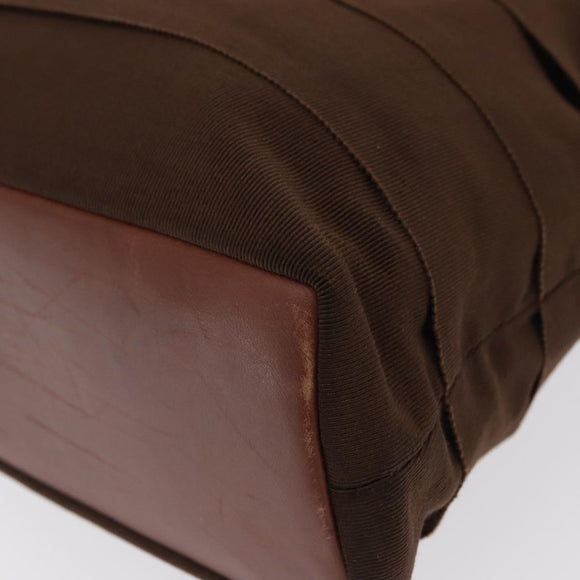 Salvatore Ferragamo Tote Bag Canvas Brown Gold Auth 164746