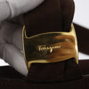 Salvatore Ferragamo Tote Bag Canvas Brown Gold Auth 164746-14