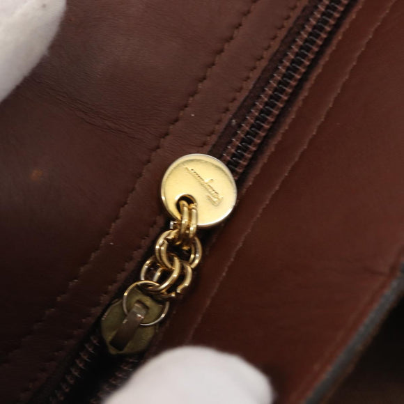 Salvatore Ferragamo Tote Bag Canvas Brown Gold Auth 164746