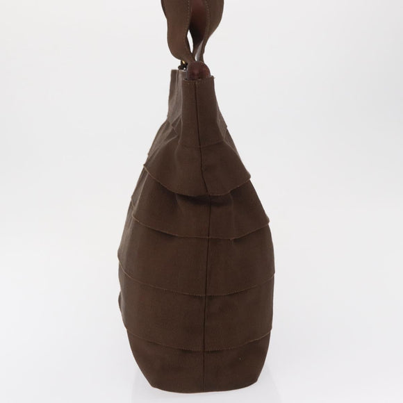 Salvatore Ferragamo Tote Bag Canvas Brown Gold Auth 164746