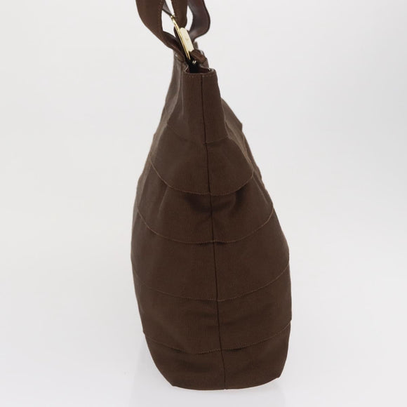 Salvatore Ferragamo Tote Bag Canvas Brown Gold Auth 164746