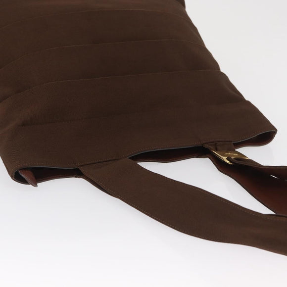 Salvatore Ferragamo Tote Bag Canvas Brown Gold Auth 164746