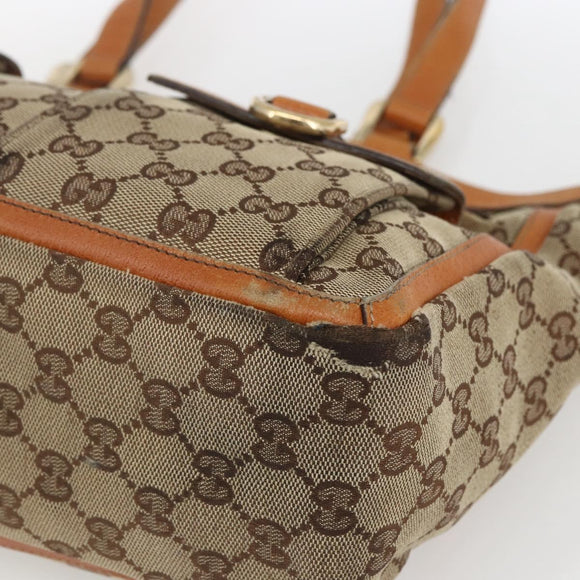 GUCCI GG Canvas Tote Bag Beige Gold 146247 Auth 164750
