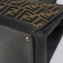 FENDI Zucca Canvas Hand Bag Black Brown Auth 164751-10