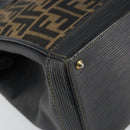 FENDI Zucca Canvas Hand Bag Black Brown Auth 164751-14