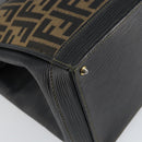 FENDI Zucca Canvas Hand Bag Black Brown Auth 164751-13
