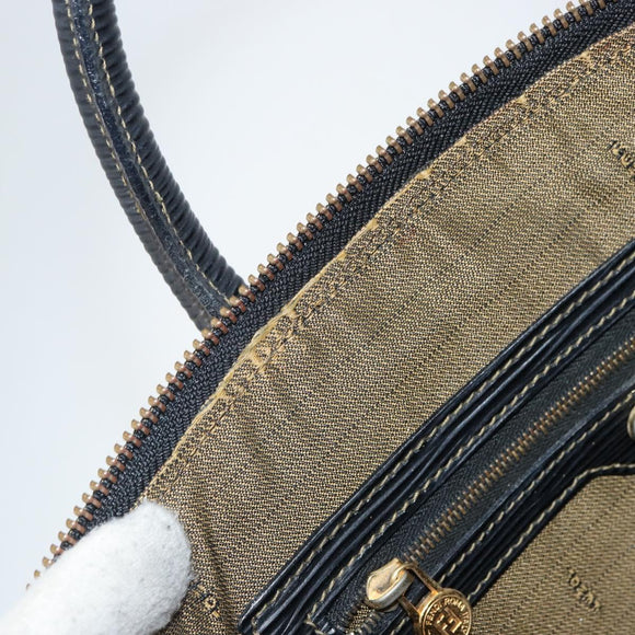 FENDI Zucca Canvas Hand Bag Black Brown Auth 164751
