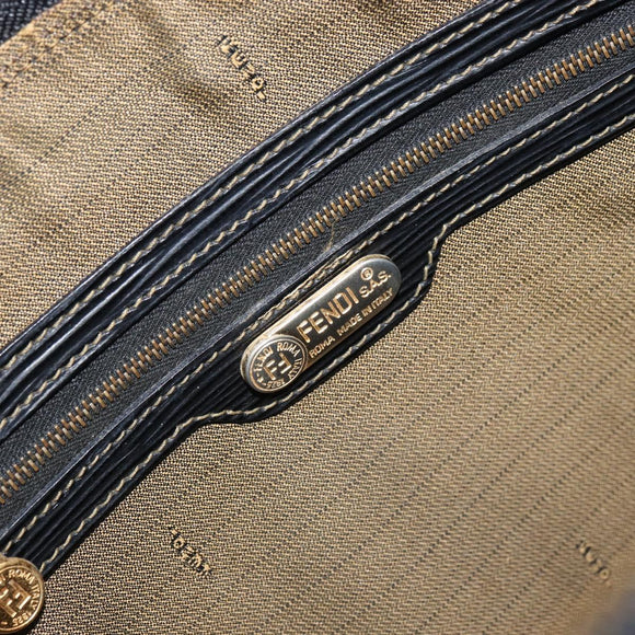 FENDI Zucca Canvas Hand Bag Black Brown Auth 164751