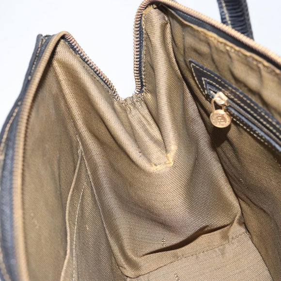 FENDI Zucca Canvas Hand Bag Black Brown Auth 164751