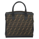 FENDI Zucca Canvas Hand Bag Black Brown Auth 164751-2
