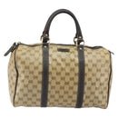 GUCCI GG Crystal Boston Bag Beige Gold 265697 Auth 164756-2