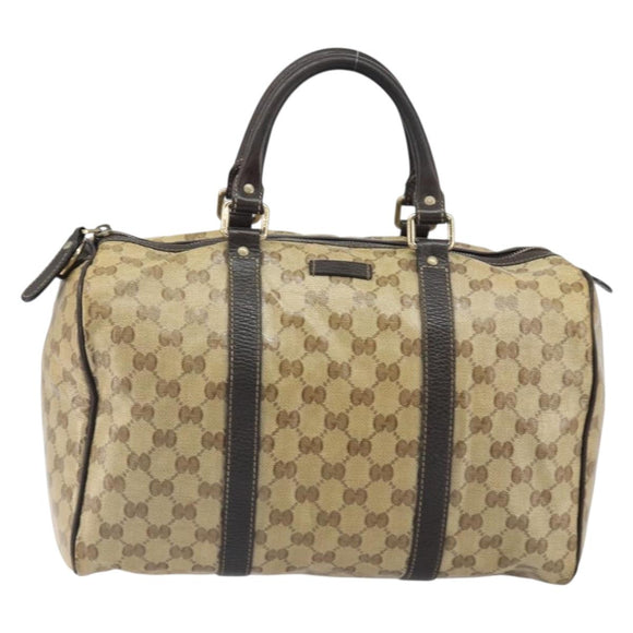 GUCCI GG Crystal Boston Bag Beige Gold 265697 Auth 164756