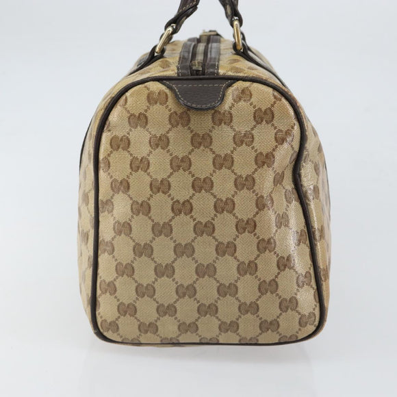 GUCCI GG Crystal Boston Bag Beige Gold 265697 Auth 164756