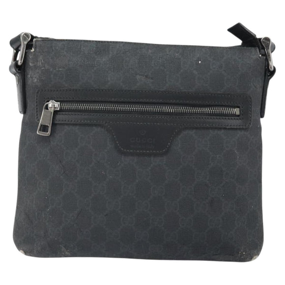 GUCCI GG Supreme Shoulder Bag PVC Black 387514 Auth 164758