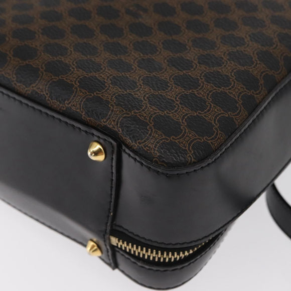 CELINE Macadam Canvas Hand Bag PVC Leather 2way Black Gold Auth 164759V