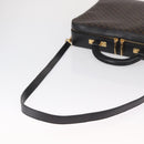 CELINE Macadam Canvas Hand Bag PVC Leather 2way Black Gold Auth 164759V-8