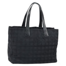 CHANEL New Travel line Hand Bag Black Gold CC Auth 164762-1
