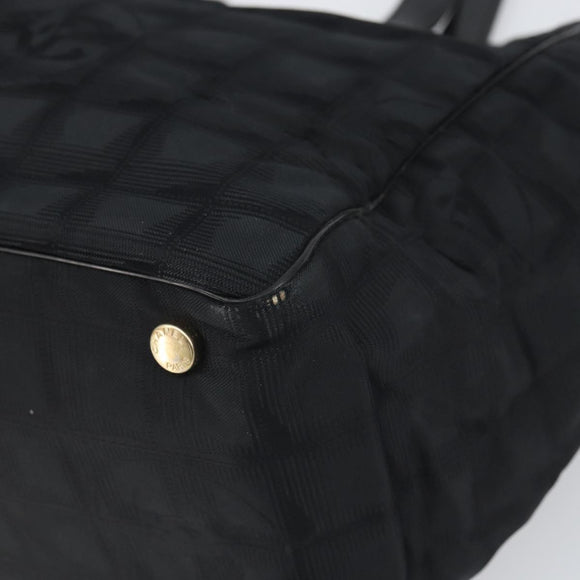 CHANEL New Travel line Hand Bag Black Gold CC Auth 164762