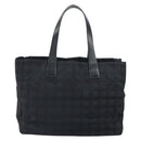CHANEL New Travel line Hand Bag Black Gold CC Auth 164762-13