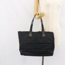 CHANEL New Travel line Hand Bag Black Gold CC Auth 164762-23
