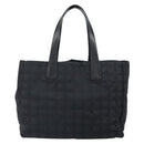 CHANEL New Travel line Hand Bag Black Gold CC Auth 164762-2