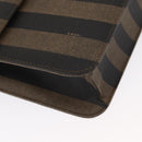 FENDI Pecan Canvas Business Bag Brown Black gold Auth 164779-9