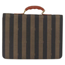 FENDI Pecan Canvas Business Bag Brown Black gold Auth 164779-2
