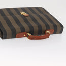 FENDI Pecan Canvas Business Bag Brown Black gold Auth 164779-6