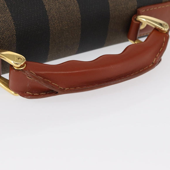 FENDI Pecan Canvas Business Bag Brown Black gold Auth 164779